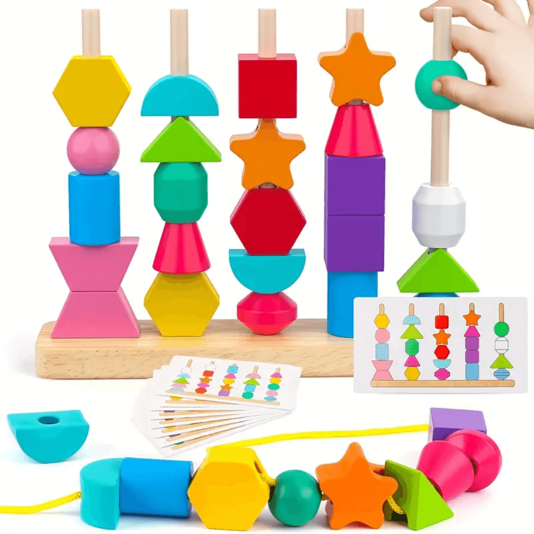 Wooden Stacking & Lacing Bead Set β Engaging Educational Toy for Kids