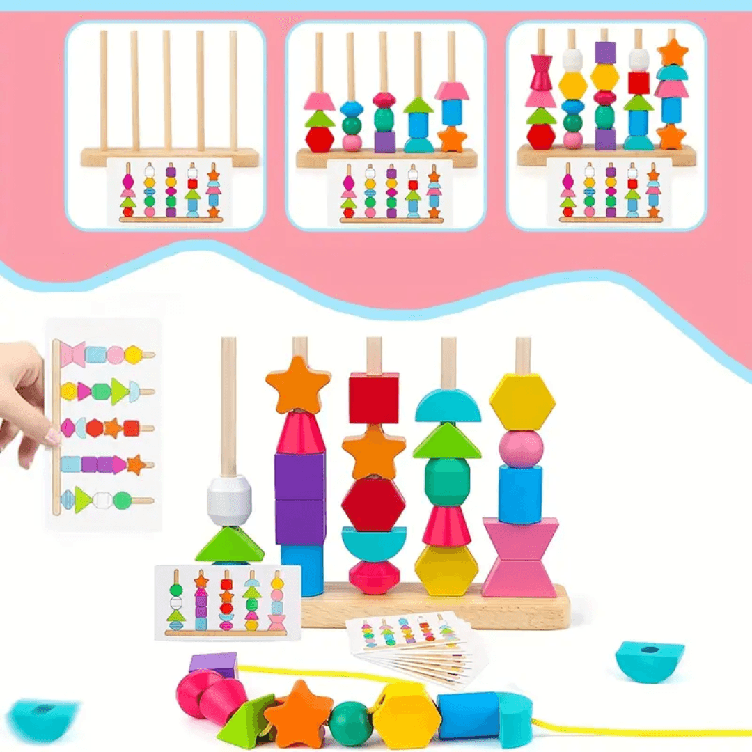Wooden Stacking & Lacing Bead Set β Engaging Educational Toy for Kids