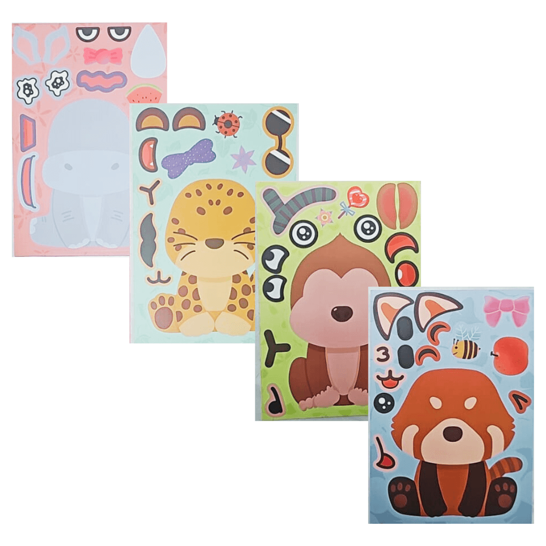 Animal Theme Sticker Set – 8-Piece Interactive DIY Stickers