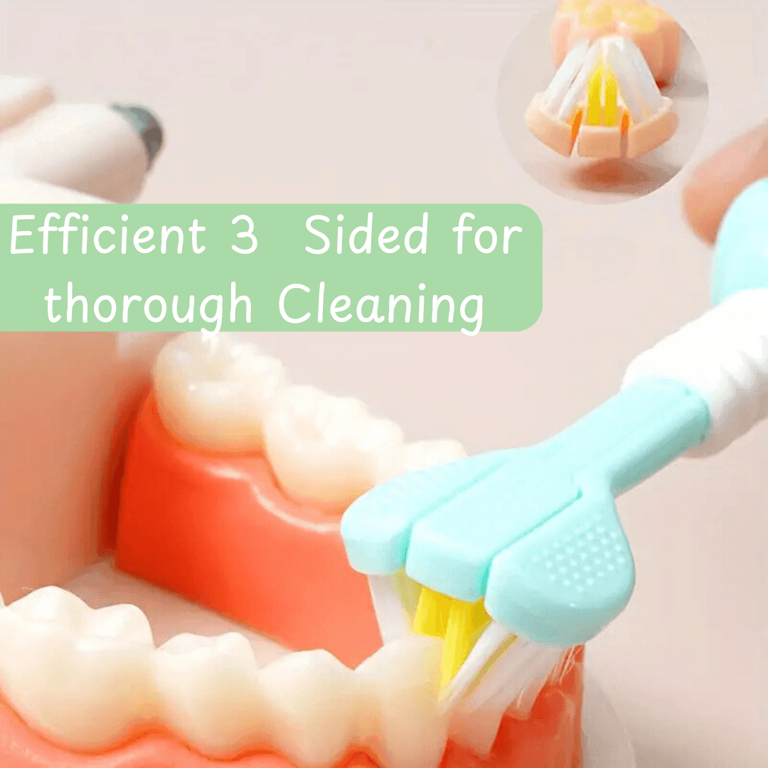 TinyPaws 3-Sided Toothbrush – Set of 2, For Faster, Fun Brushing! - Made2Motivate