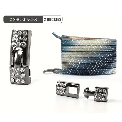 Starry Night No-Tie Shoelaces | Elastic Shoelaces with Luxury Rhinestone Buckle
