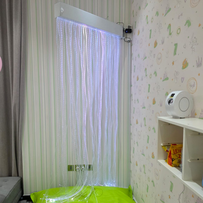 Swivel Fiber Optic Sensory Light Panel – 100-Strand Wall-Mounted LED Curtain (1M x 2M, RGB)