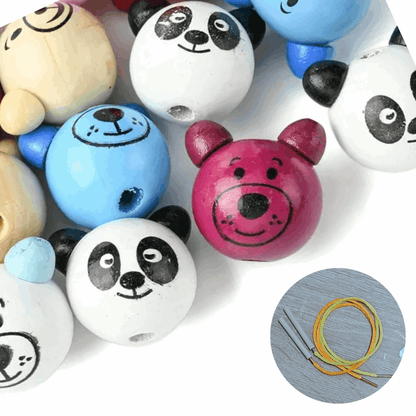 Bear-y Fun Bead Set – 8 Bear Beads with 2 Easy-Use Threads for Fine Motor Skills & Creative Play