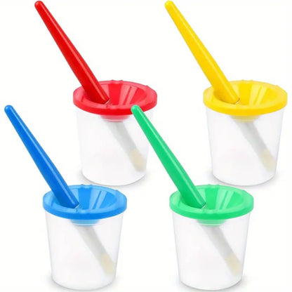 Spill-Proof Paint Cups with Brush Set