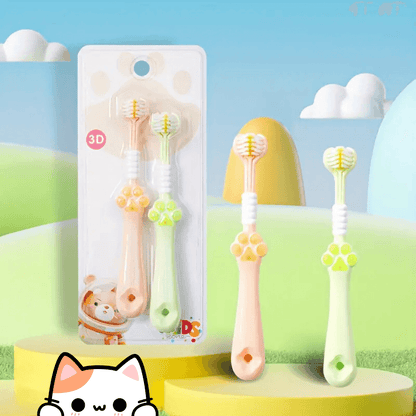 TinyPaws 3-Sided Toothbrush – Set of 2, For Faster, Fun Brushing!