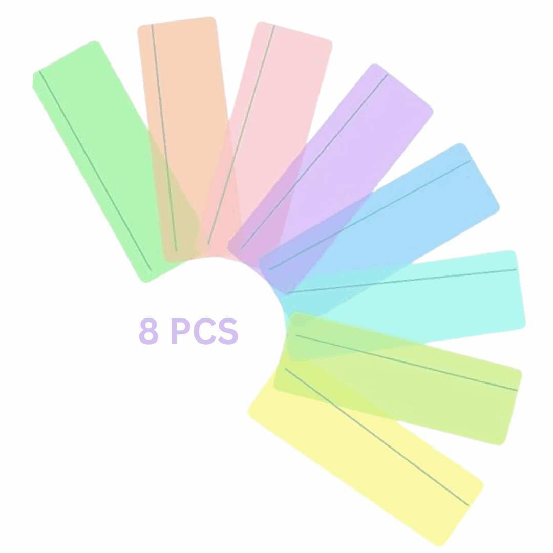 Guided Reading Highlight Strips - 8 Pack Colored Overlays for Dyslexia, ADHD & Visual Stress Relief