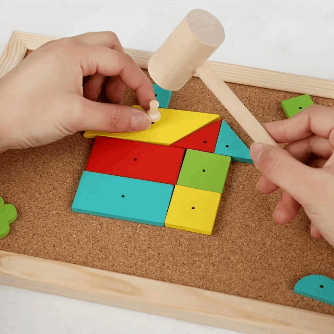 Peg Board Hammer House - Fun Building Set for Fine Motor Skills & Creativity!