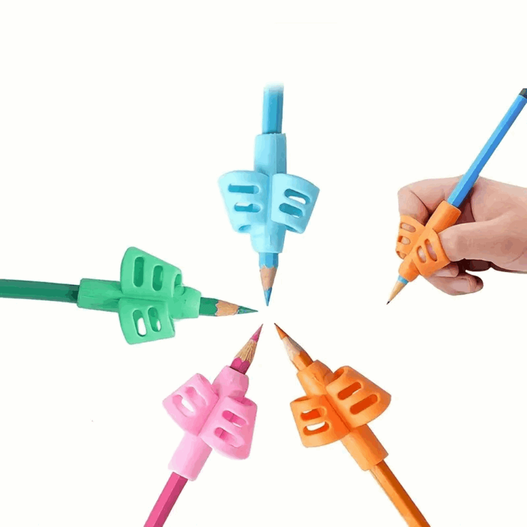 Multicolor Pencil Grippers – 4 Pack Ergonomic Writing Aids for Kids & Adults to Improve Grip & Comfort