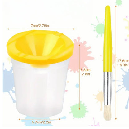 Spill-Proof Paint Cups with Brush Set