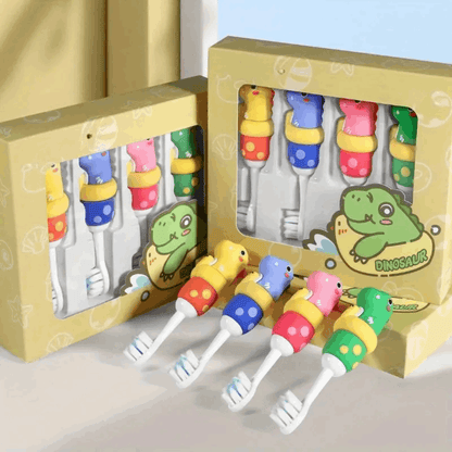 Grip-a-Saurus Toothbrush Set - 4 Pack for Easy Grip & Fun Brushing!