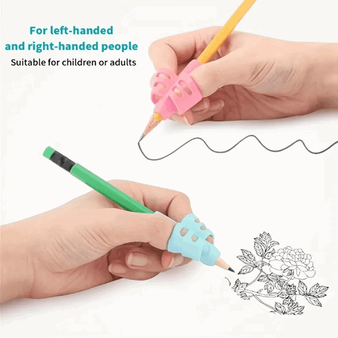 Multicolor Pencil Grippers – 4 Pack Ergonomic Writing Aids for Kids & Adults to Improve Grip & Comfort