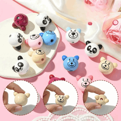 Bear-y Fun Bead Set – 8 Bear Beads with 2 Easy-Use Threads for Fine Motor Skills & Creative Play