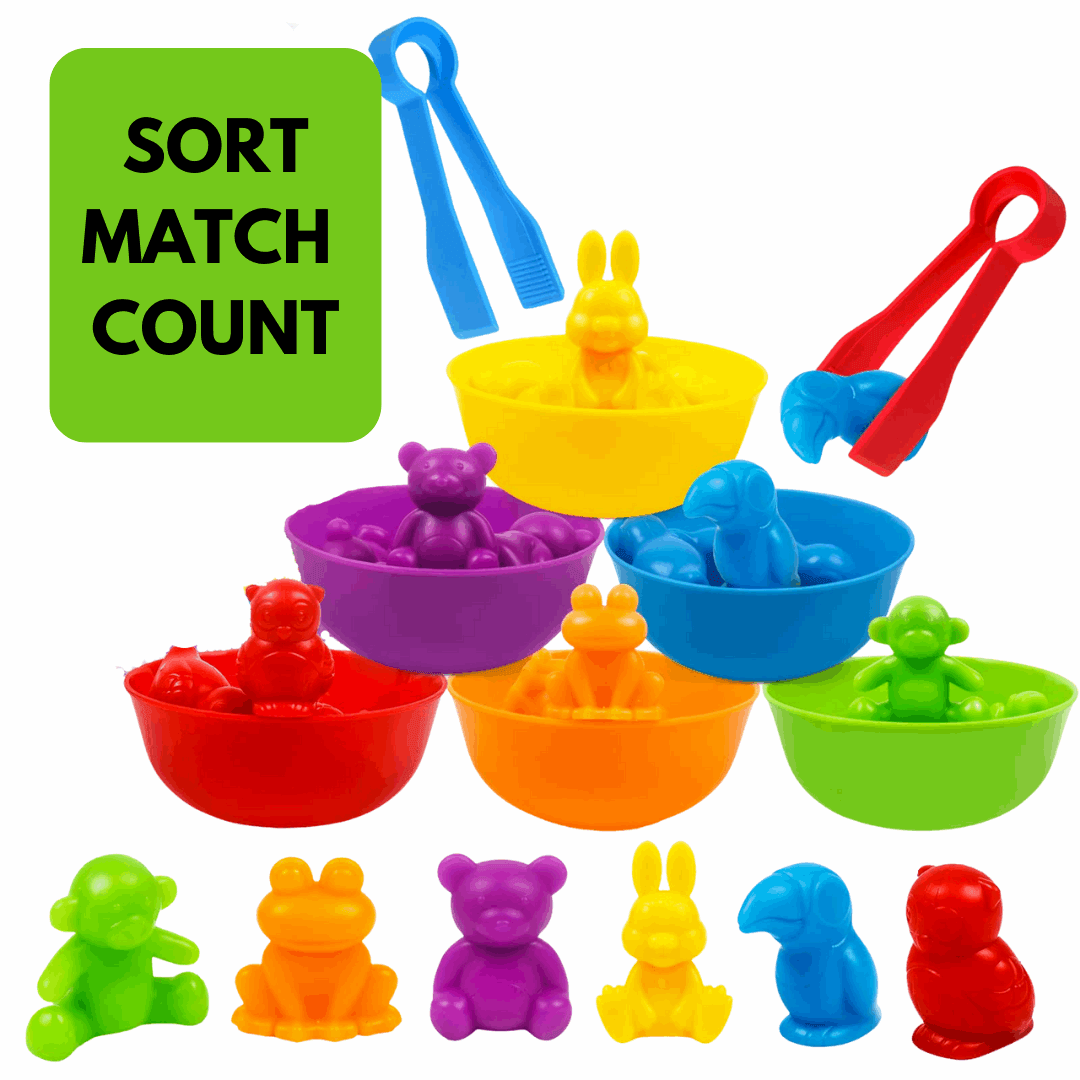 Animal Sort, Match and Count Game - Made2Motivate