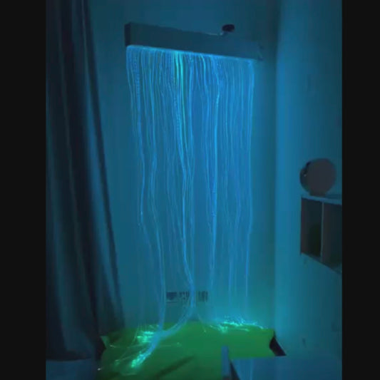 Swivel Fiber Optic Sensory Light Panel – 100-Strand Wall-Mounted LED Curtain (1M x 2M, RGB)