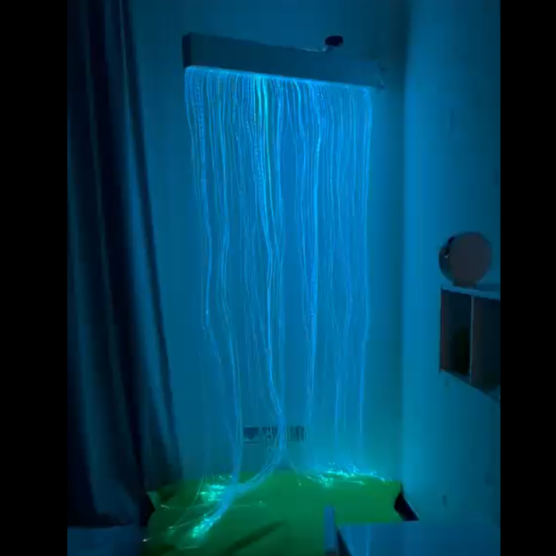 Swivel Fiber Optic Sensory Light Panel – 100-Strand Wall-Mounted LED Curtain (1M x 2M, RGB)
